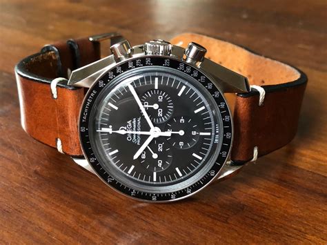 omega speedmaster watch band|omega speedmaster with leather strap.